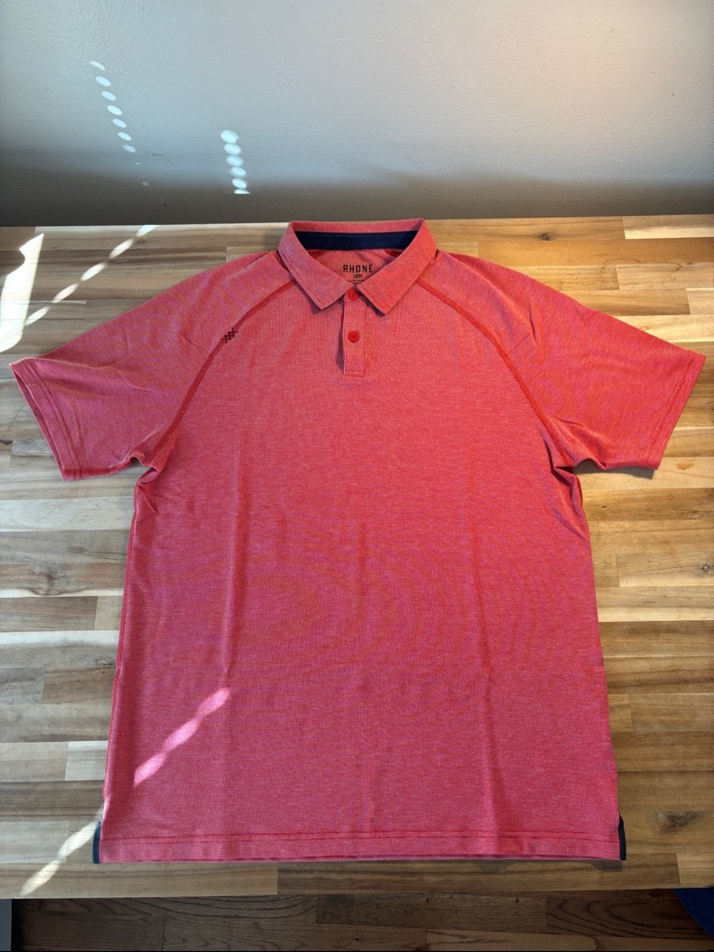 RHONE Men's Heather Red Polo with Contrast Collar